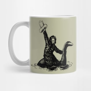 Bigfoot Riding Loch Ness Monster Mug